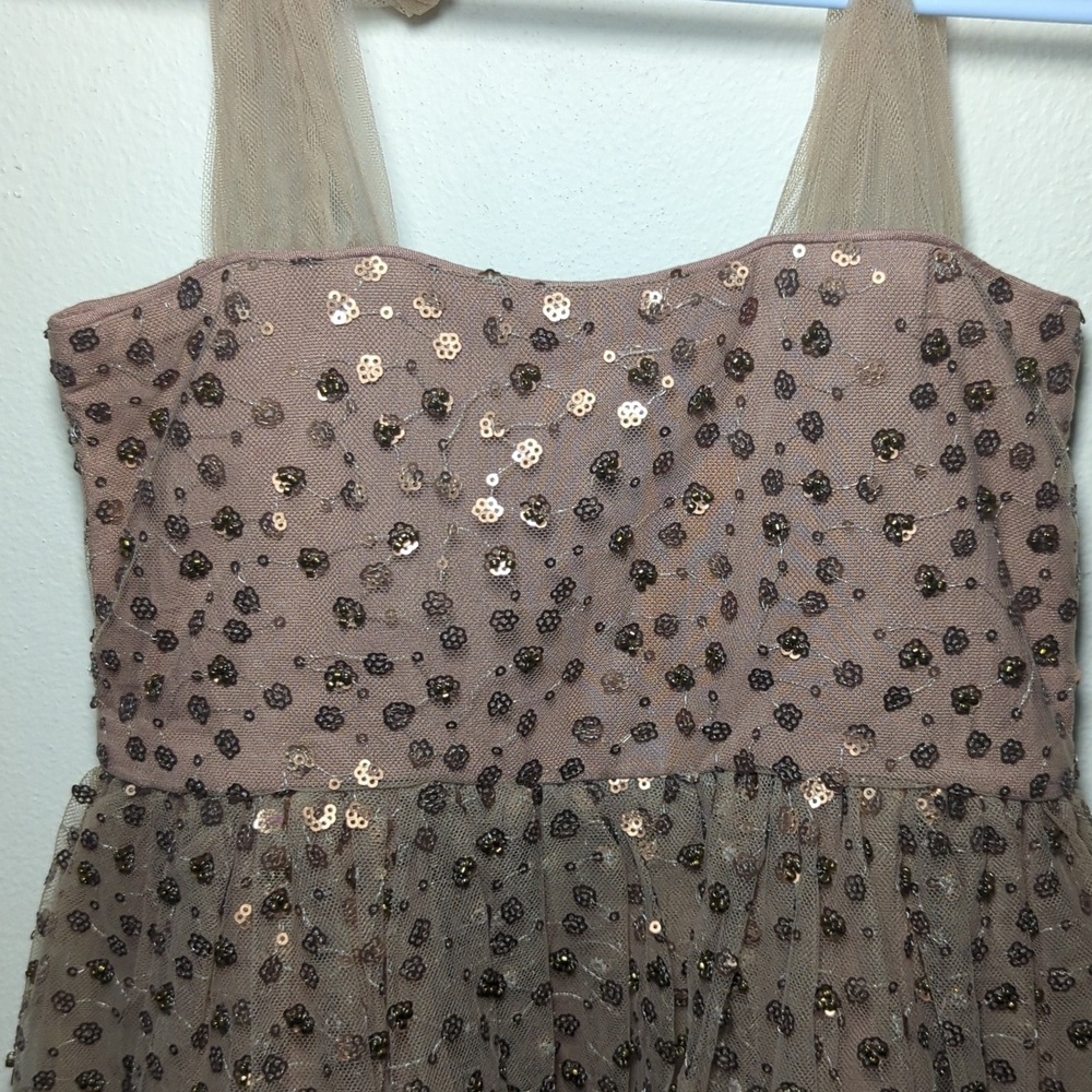 Noralee Maura Sequin + Tulle Dress Mocha Easter Flower Girl NEW Girls Size 8 - Picture 2 of 7